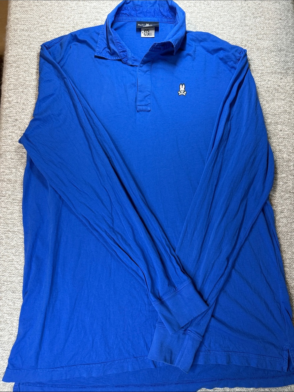Psycho Bunny Long-Sleeve Polo in Bright Royal Blue Size 8 (XXL)